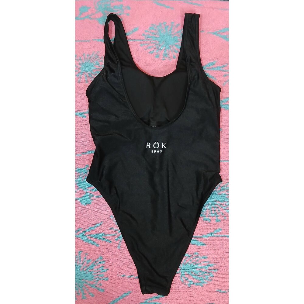 Rok spas womens small nylon black swimsuit bathing suit strudy strong one piece